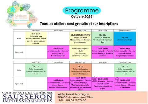 Program Maison des Familles – Oktober 2025