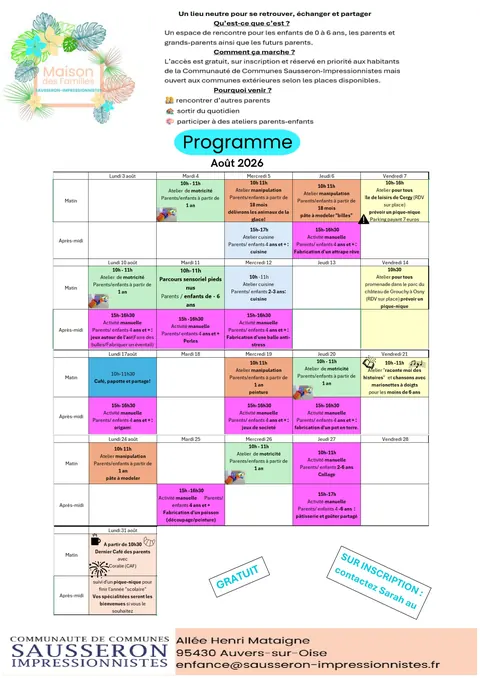 Maison des familles – Plan for august 2026