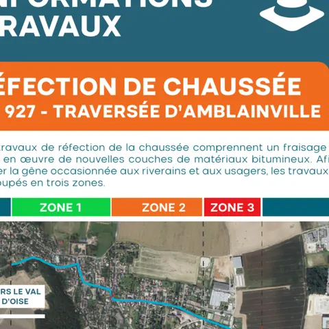 RD927 À AMBLAINVILLE : TRAVAUX ET DÉVIATIONS DU 19 OCTOBRE AU 13 NOVEMBRE