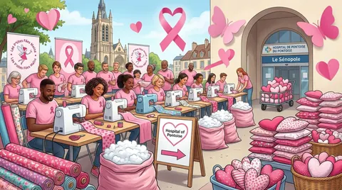 Défi Octobre Rose : coudre 100 coussins cœurs (et plus !) en une journée